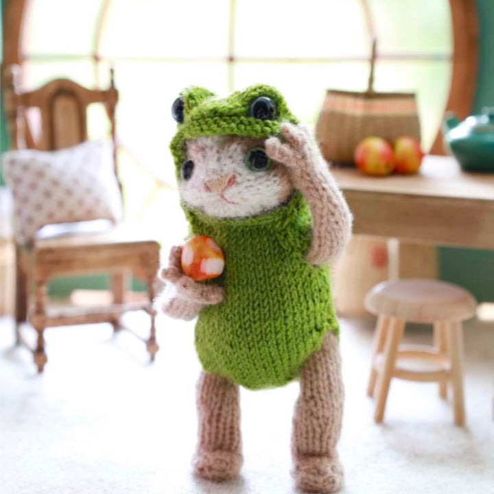 Kitten Doll in Frog Suit Cashmere Knitting Kit (makes 2)