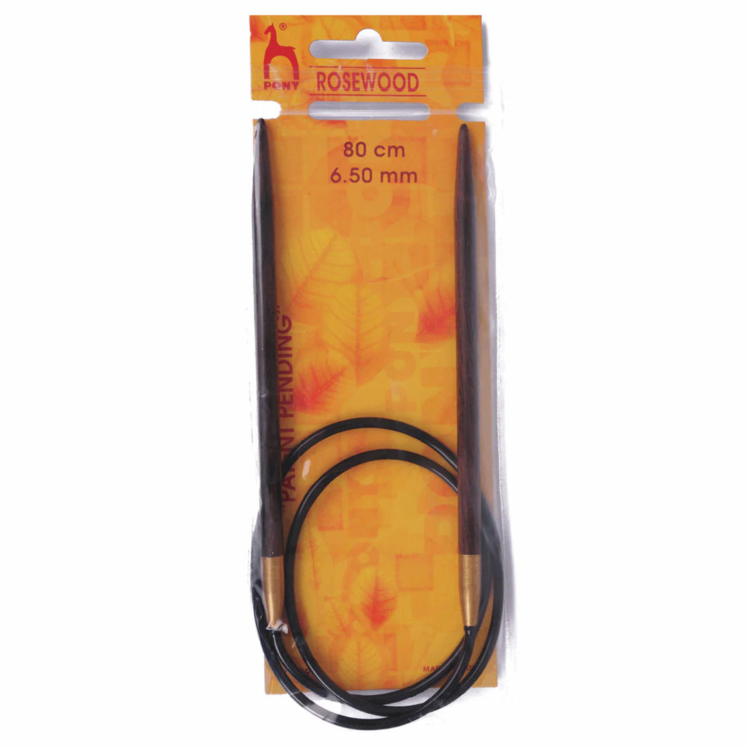 Pony Rosewood Fixed Circular Needles 80cm 3.25 - 6.5mm